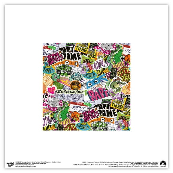 Gallery Pops Nickelodeon Teenage Mutant Ninja Turtles: Mutant Mayhem - Sticker Pattern Wall Art, Unframed Version, 12" x 12"