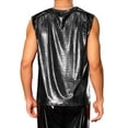 thumbnail image 3 of INSPIRE CHIC Metallic Vest for Men's Disco Shiny Sleeveless Crocodile Pattern Tank Top 2XL Black, 3 of 4