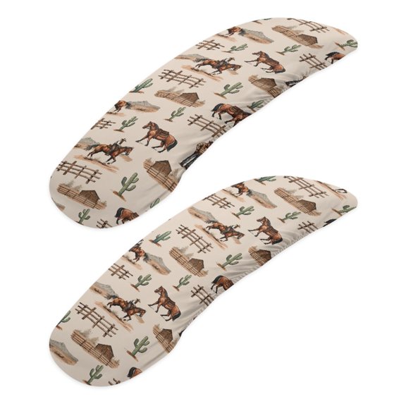 SCRAWLGOD Cactus Horse Cowboy 2 Pcs Set Breathable Office Chair Armrest Covers Cozy Scratch Resistant Gaming Chair Arm Slipcovers Washable Computer Chair Arm Protector