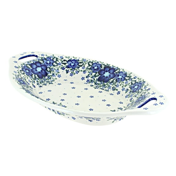 Blue Rose Polish Pottery Melanie Bread Tray with Handles