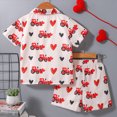 thumbnail image 4 of KPOPLK Summer Toddler Boy Clothes Baby Hawaiian Outfits Set Short Sleeve Shirt + Elastic Waist Shorts Summer Beach Clothing(2-3 Years,White), 4 of 6