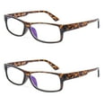 thumbnail image 2 of EYE ZOOM 2 Pack Extra Wide Fashion Plastic Blue Light Blocking and Anti UV Reading Glasses, Tortoise Brown +3.00, 2 of 6