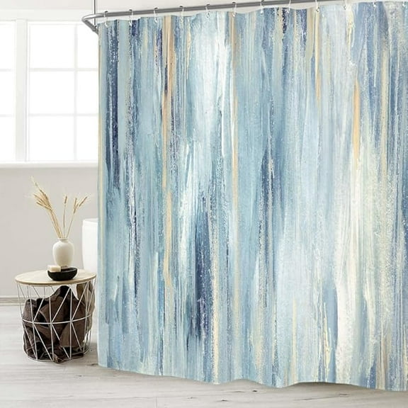 Blue Gray Abstract Shower Curtain Set Ombre Modern Aesthetic Striped Contemporary Minimalist Neutral Painting Waterproof Bathtub Bathroom Curtain With 12 Hooks 72"W x 84"L (Pack of 1)