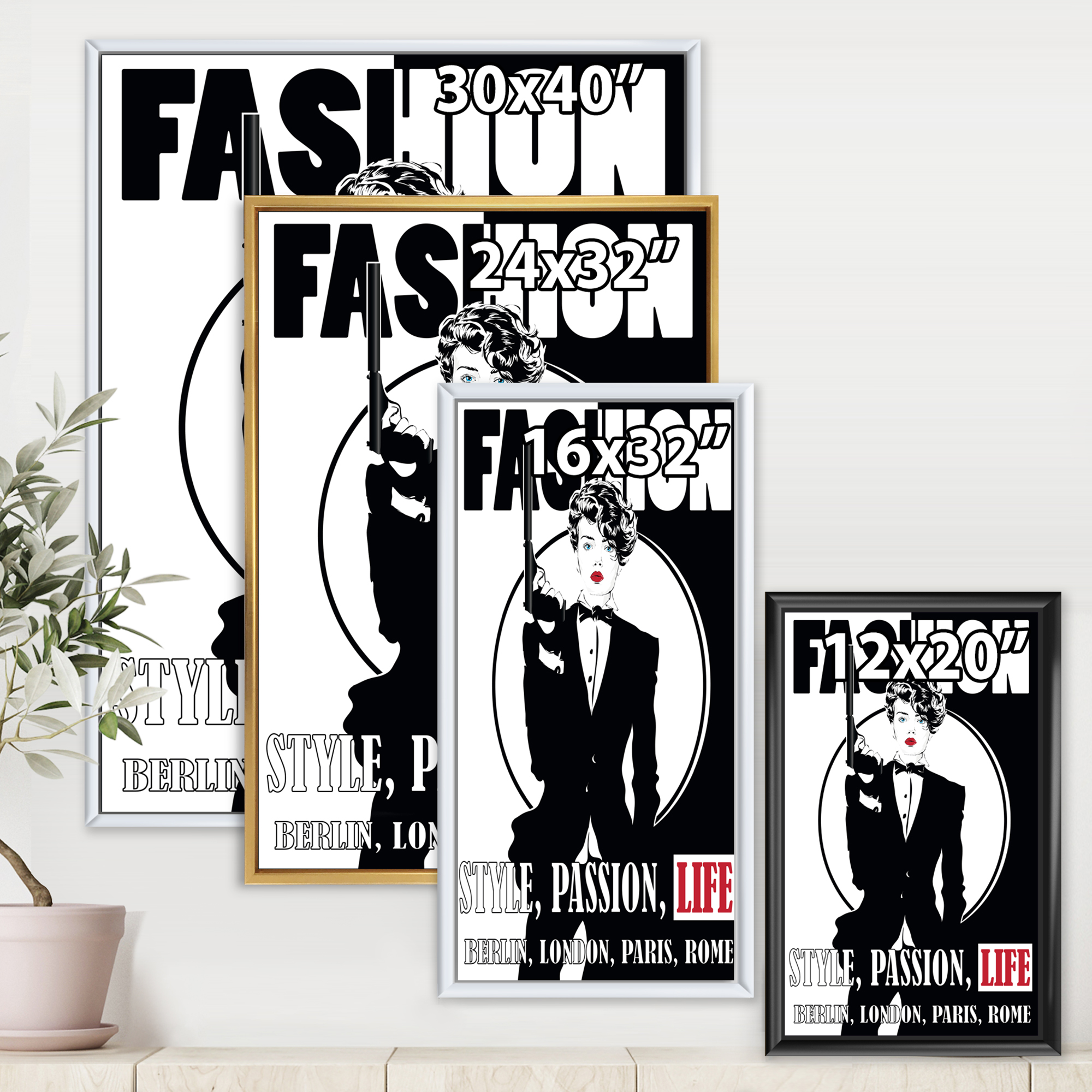 Designart 'Style Passion Life Fashion Woman II' Vintage Framed Canvas Wall Art Print