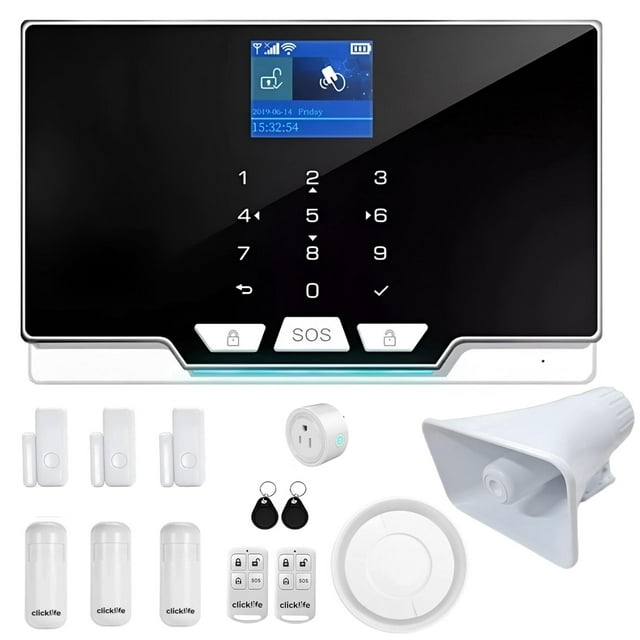 Alarma Inalámbrica Clicklife blanca con Sensores de Movimiento y Magnéticos para Casa Compatible con