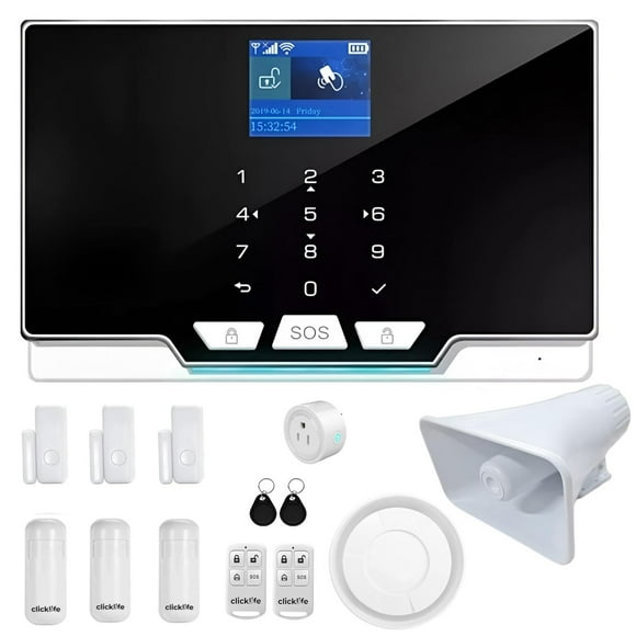 Alarma Inalámbrica Clicklife blanca con Sensores de Movimiento y Magnéticos para Casa Compatible con