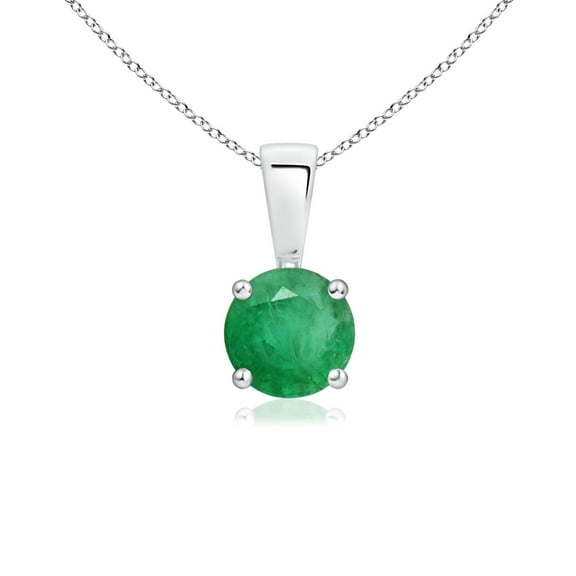 ANGARA Natural Classic Round Emerald Solitaire Pendant in 925 Sterling Silver for Women (Size-5mm) | May Birthstone, Birthday, Anniversary, Jewelry Gift for Women | Natural Emerald Necklace