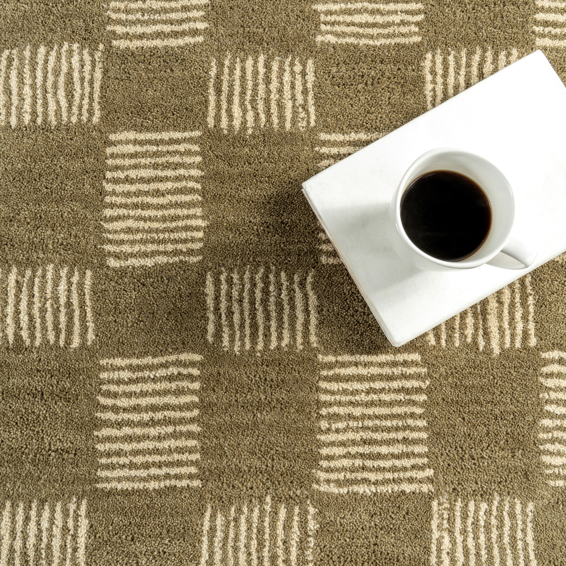 Rugs USA Quince Checkered Wool Area Rug - Thumbnail 3