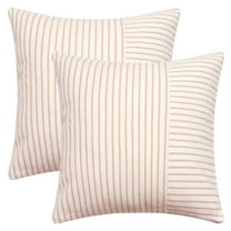 REGALWOVEN Boho Striped Throw Pillow Covers Set of 2 Farmhouse Pillow Cases Home Decor for Couch Sofa Bedroom Khaki 20 x 20 Inch