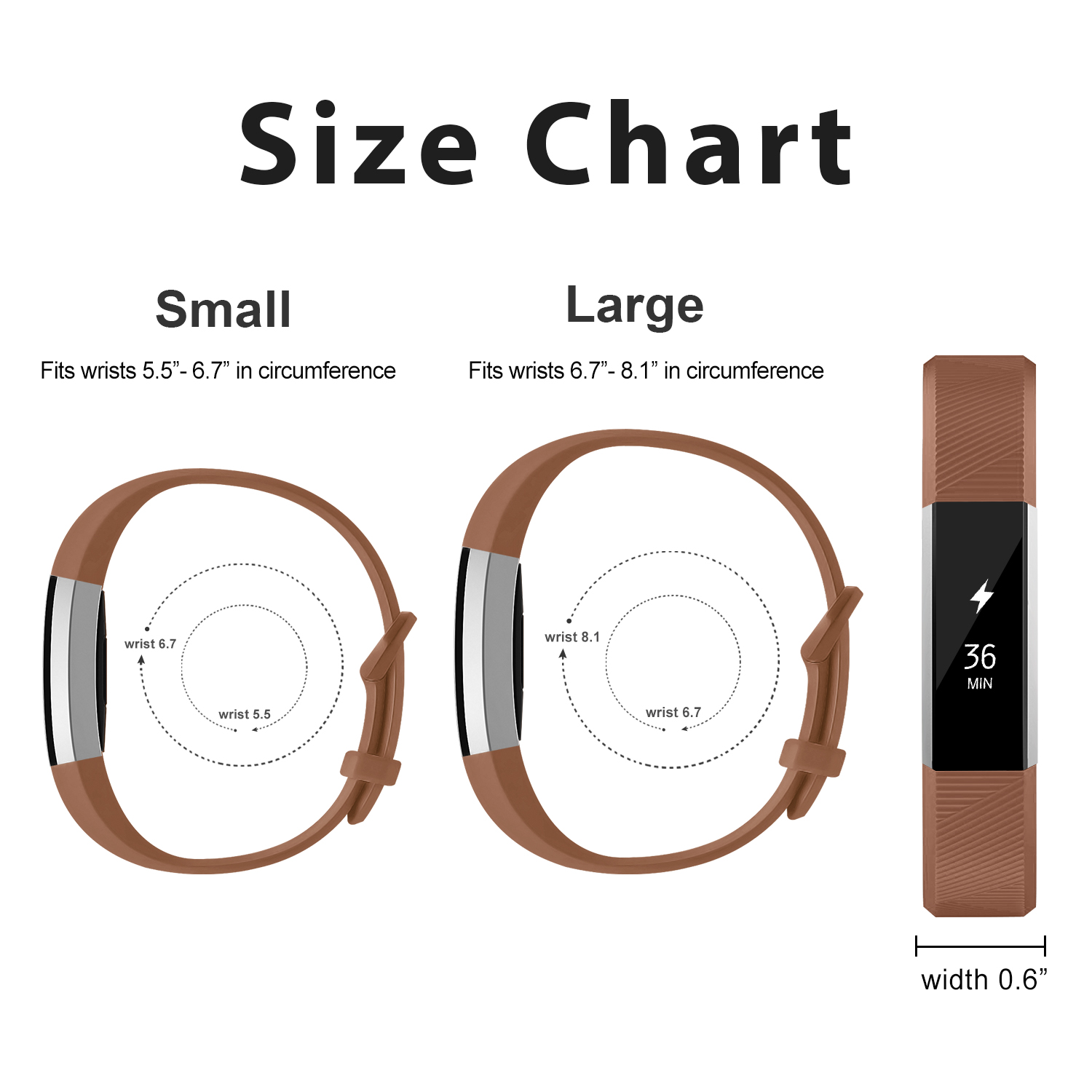 Fitbit Alta Bands Fitbit Alta HR Strap Adjustable Replacement Wrist Bands Soft Silicone Material Strap(Brown, Small) - image 2 of 7