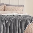 thumbnail image 4 of Manta de cama con forro polar sherpa, tamaño doble, 150 x 200 cm, color gris, 4 of 9