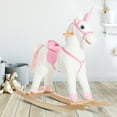thumbnail image 2 of Qaba Kids Plush Toy Rocking Horse Unicorn with Realistic Sounds, White & Pink, 2 of 10