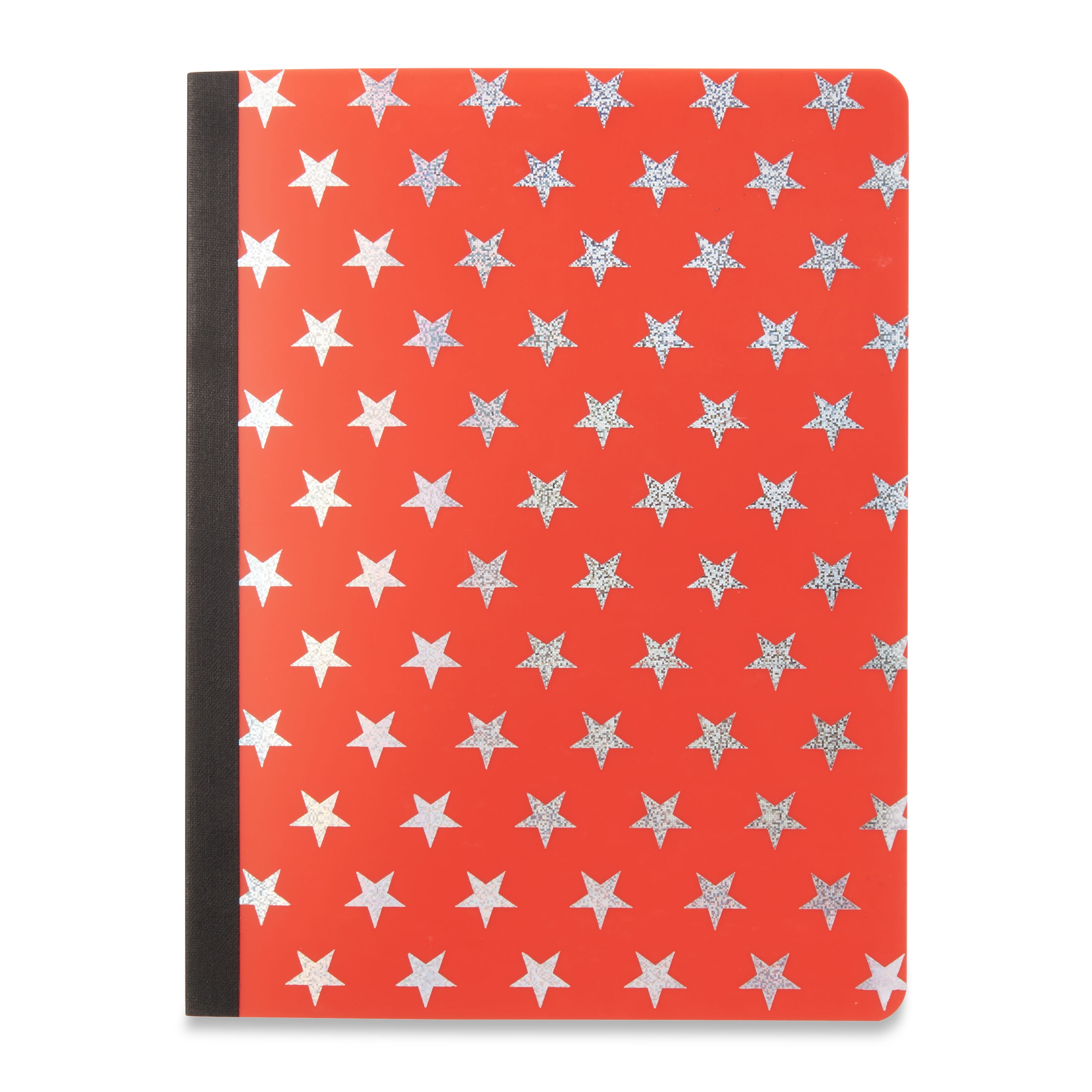 Pen+Gear Poly Composition Book, Red with Foil Stars, Wide Rule