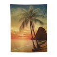 thumbnail image 5 of Chilfamy  Ocean Tapestry, Havana Beach Sunny Tropics Mountains Rocks and Coconut Palm Trees, Wall Hanging for Bedroom Living Room Dorm Decor, 30x40 Inch, Dark Green Pale Brown, 5 of 7