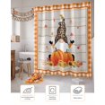 thumbnail image 7 of Fall Shower Curtain Pumpkin Gnome Bathroom Curtains with Hooks, Waterproof Fabric Orange Maple Leaves Plaid Wood Thanksgiving Bath Shower Curtains Set for Bathroom Bathtubs Decor 72x84 Inch, 7 of 7