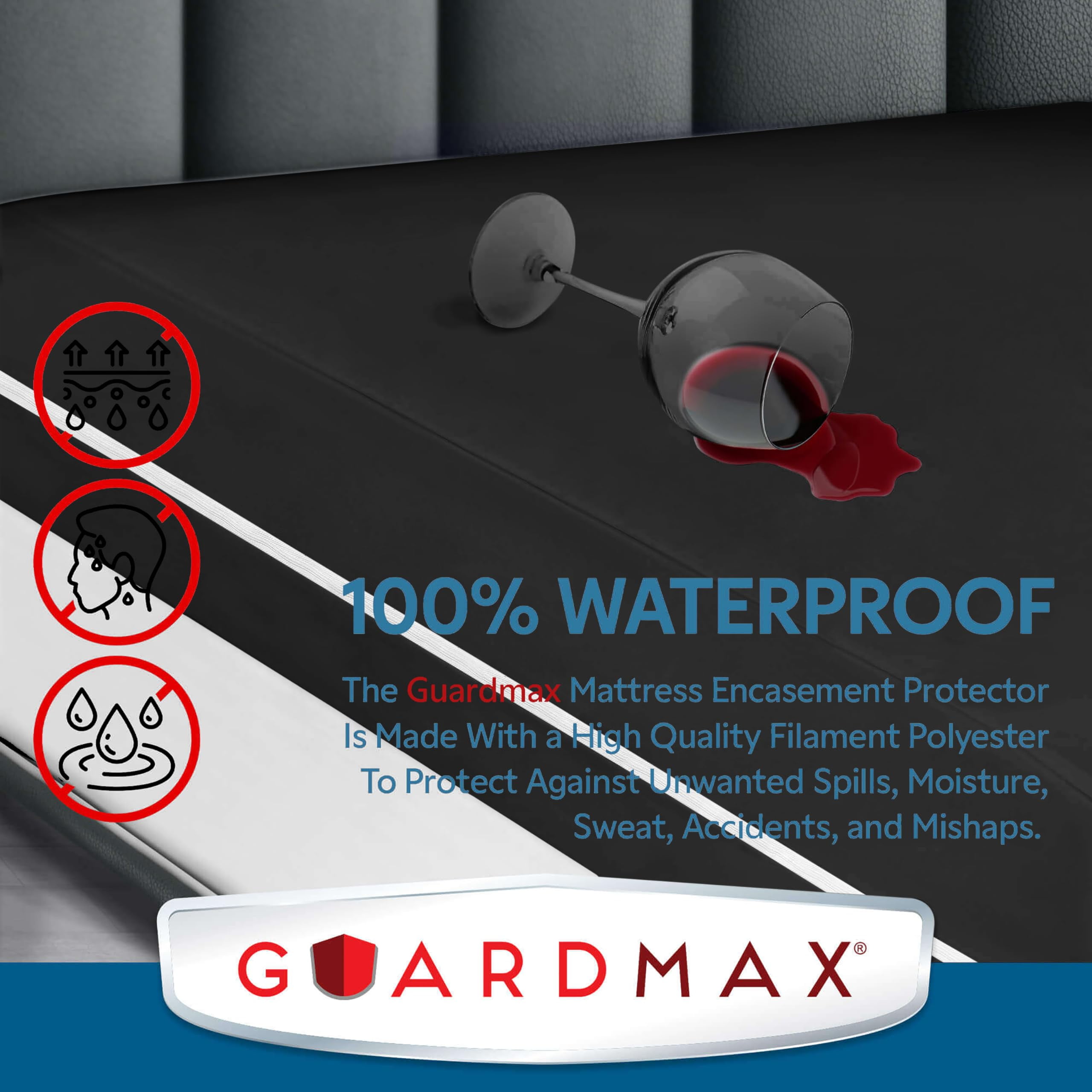 Guardmax Jersey Knitted California King Zippered Mattress Encasement - Waterproof & Bed Bug Proof Mattress Protector - Comfortable, Soft, and Noiseless Zippered Bedding - Dust Mite Proof (72x84 x12)