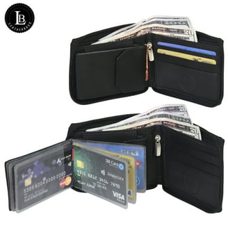 Mens Black Leather Wallet Lamb Bifold W Coin Pouch 756 - Walmart.com