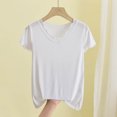 thumbnail image 2 of Bixock Pajamas Tops for Women Sleep Top Short Sleeve V Neck Slim Stretch Light Daily Indoor Loungewear Blouse Women Clothings, 2 of 5