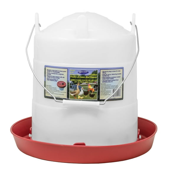 FARM-TUFF Easy Fill Poultry and Game Bird Fountain Waterer for Chickens, 3 Gallon Capacity