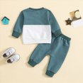 thumbnail image 4 of Towmus Toddler Baby Boy Fall Winter Clothes Color Block Long Sleeve Sweatshirt Pullover Tops + Joggers Pants Outfit Set, 4 of 5