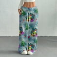 thumbnail image 2 of Women's Casual And Fashionable Greentown Printed Elastic Waist, Loose Straight Leg With Plush Pants With Rope, 2 of 2