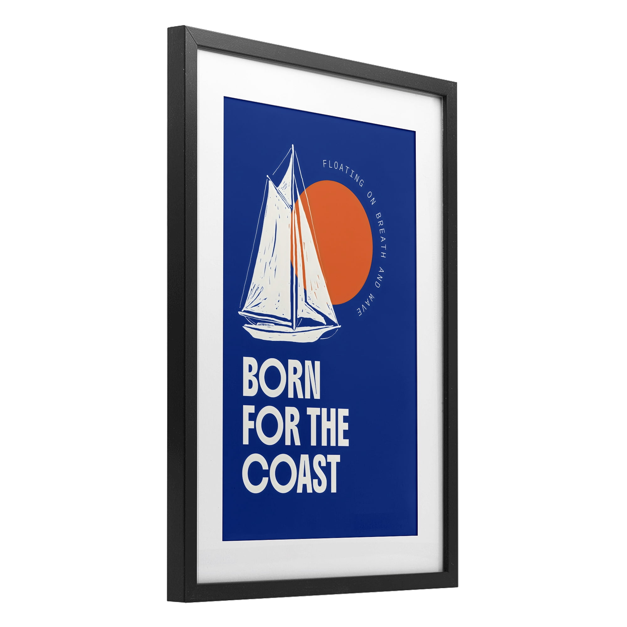 Stupell Industries Born For The Coast Black Framed Print Under Glass, design by Creative Studio