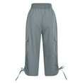 thumbnail image 4 of QATAINLAV Capris de Randonnée pour Femmes avec Poches Été Cargo Légers Pantalons Capri de Voyage Unis Décontractés Bas Resserré Pantalons de Survêtement Raccourcis Soldes du Jour Gris TTG, 4 of 8