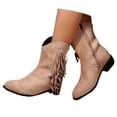 thumbnail image 3 of Fashionable Suede Ankle Boots with Side Zipper and Tassel Detail for Casual and Everyday Wear Comfortable Low Heel Dress Booties, 3 of 9