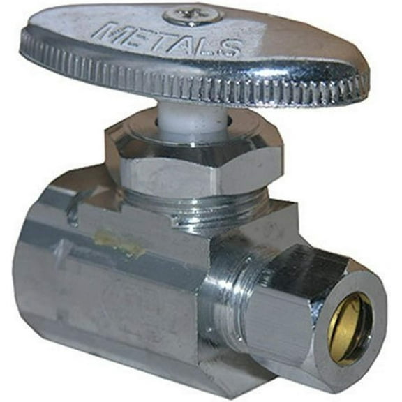 LASCO 06-7273 Straight Stop Valve, Standard Duty, 1/2-Inch Iron Pipe Inlet X 3/8-Inch Compression Outlet, Chrome
