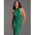 thumbnail image 4 of Vestido BELLA BARNETT con lentejuelas halter y cola de pez en verde vivo, 4 of 5