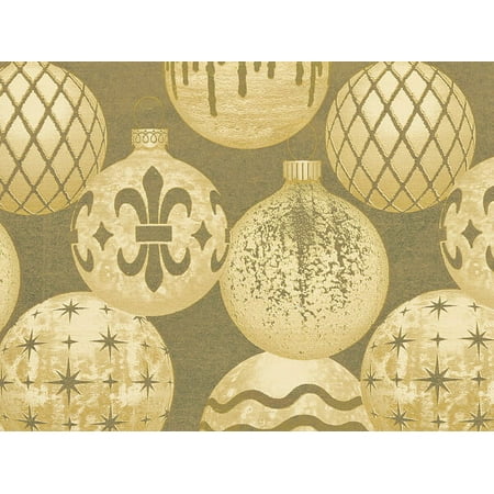 Pack of 1, Gilded Ornaments 24" x 417' Half Ream Gift Wrap (Metallized) for Holiday, Party, Kids' Birthday, Wedding & Special Occasion Packaging