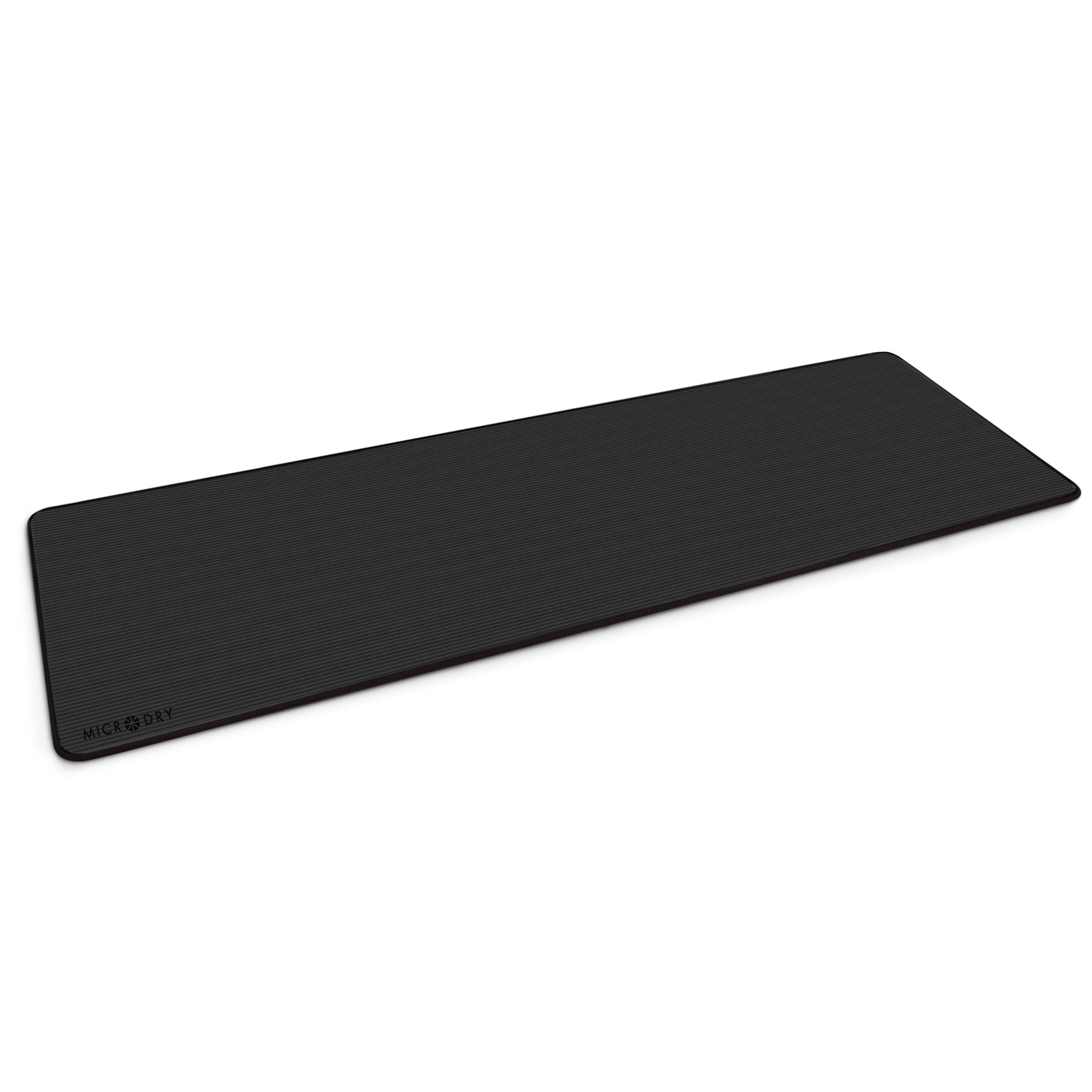Microdry - Multi-Purpose Fitness Mat 8mm - Padded, Skid & Tear Resistant 24" x 72" Black