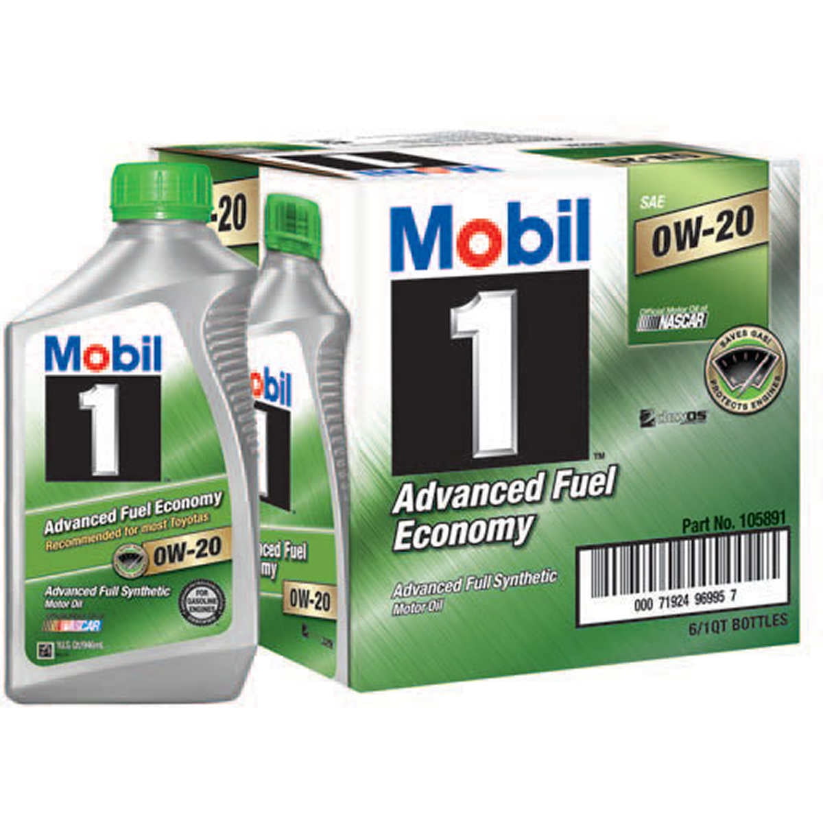 Mobil 1 Full Synthetic Motor Oil 0W-20 6-pack of 1 Quart Bottles
