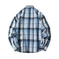 thumbnail image 4 of Men's Casual Plaid Flannel Long Sleeve Button Down Shirt Loose Plus Size Shirts for Men Light Blue XXL, 4 of 4