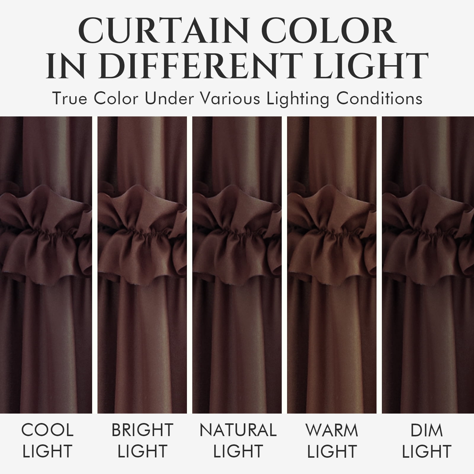 Seasonwood Ruffle Shower Curtain,Brown Tiered Fabric Bathroom Curtain for Farmhouse Decor,72 x 72 Inch