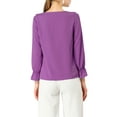 thumbnail image 4 of Unique Bargains Women's Ruffle V Neck Chiffon Work Office Peasant Blouse XL Purple, 4 of 7