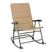 Portal Outdoor Wide Portable Flat Folding Camping Rocking Chair Recliner, Tan