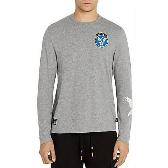 Avirex GRAY HEATHER Patch Logo Long-Sleeve Tee, US Small