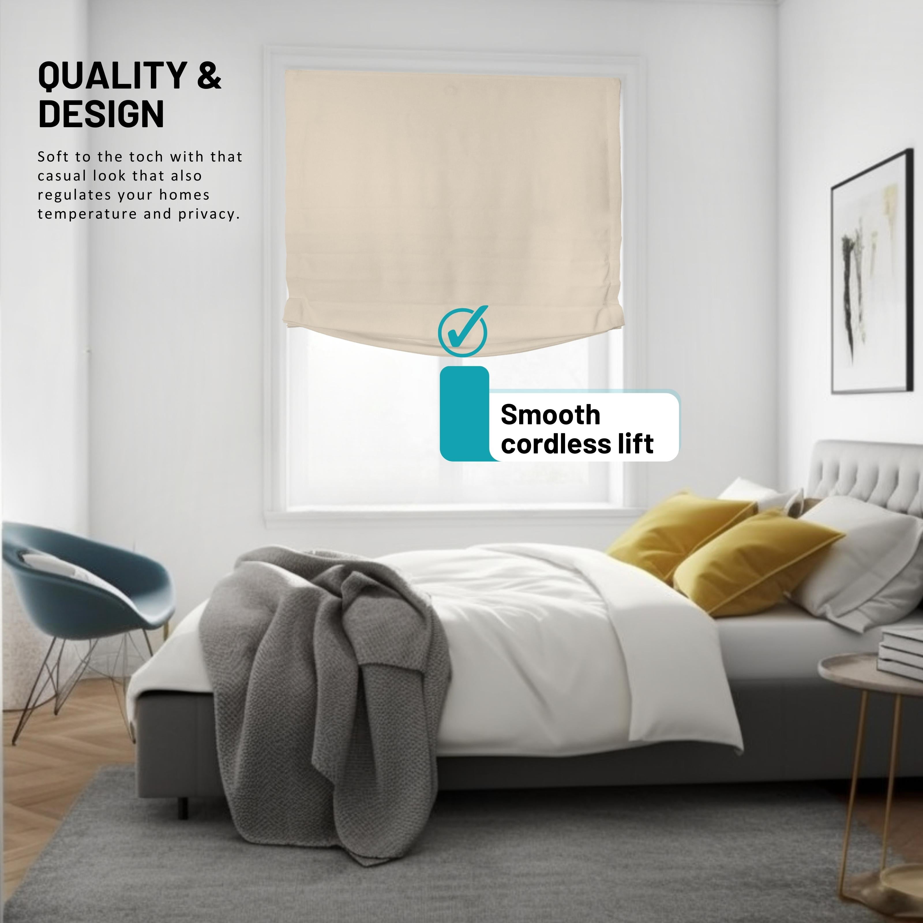 Chicology Cordless Roman Shades, Ivory (Relaxed), 35"W X 64"H
