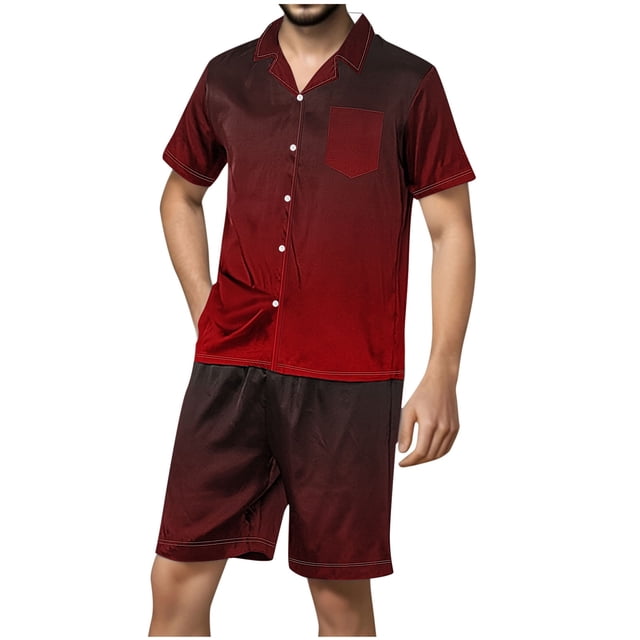 Birdeem Ensemble Chemise et Short pour Hommes Chemise Décontractée à Boutons Col Rabattu Imprimé Manches Courtes Blouse et Pantalon