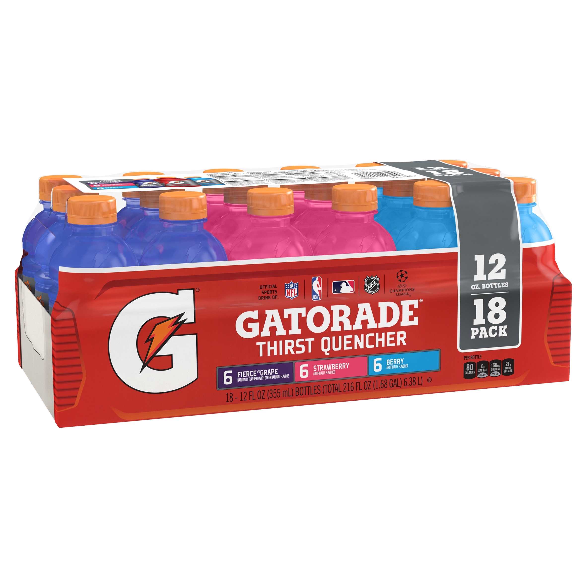 Gatorade Thirst Quencher Variety Pack, Grape/Strawberry/Berry Sports Drinks, 12 fl oz, 18 Ct Bottles - image 2 of 12