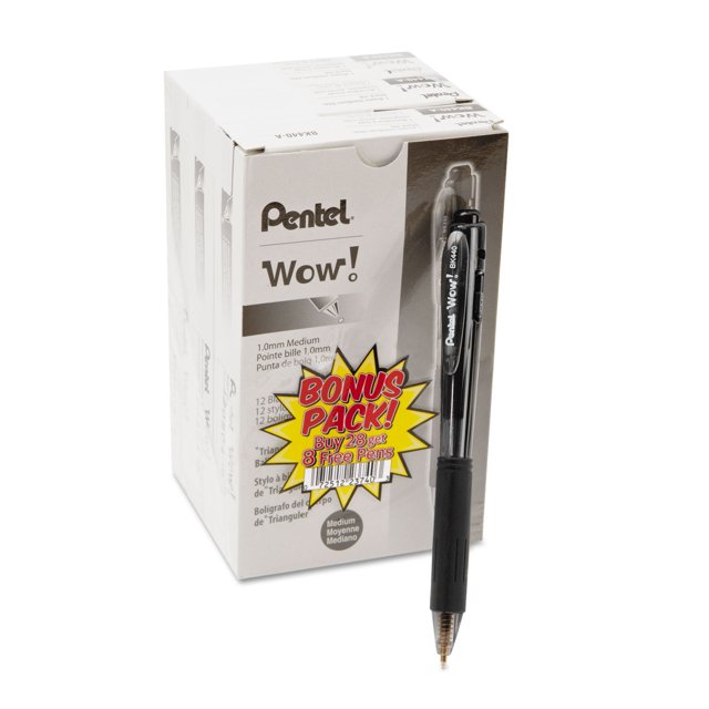 Bolígrafo Pentel ¡GUAU! BK440ASWUS, negro, paquete de 36 unidades, 1 mm