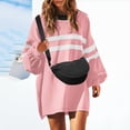 thumbnail image 2 of Yuhangmm Womens Hoodies Pullover Womens Oversized Striped Sweatshirt Long Sleeve Crew Neck Casual Pullover Tunic Tops with Cozy Warm Material Pink XXXL, 2 of 6