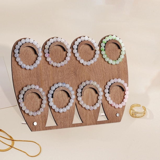 Soporte de madera para pulseras, expositor de joyas, práctico organizador de joyas de moda, estante de almacenamiento para brazaletes y tocador de Ocho ranuras