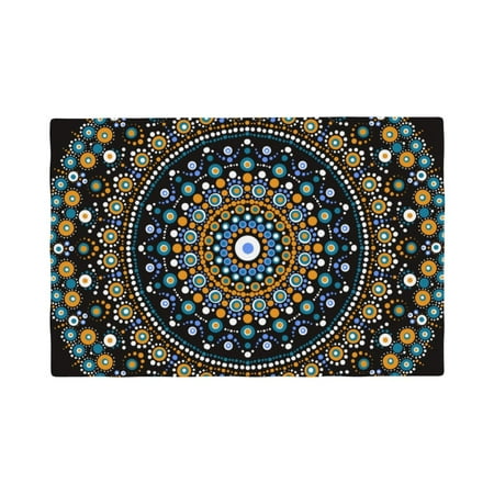 

Table Placemats Set of 6 - Dot Mandala 12x18 In Faux Linen Double Heat Resistant Place Mats Cloth Indoor/Outdoor Placemats Washable Table Mats for Dining Kitchen Party