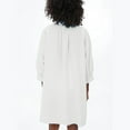 thumbnail image 3 of Prix Réduit, Robe d'Été pour Femme en Imitation Lin Décontractée Unie avec Poches, Manches 3/4, Mini Robe de Plage à Col en V, Robe Imitation Lin, Robe de Plage, Mini Robe à Col en V Coupe Élégante/100 % Polyester, Blanc, 3 of 8