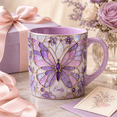 thumbnail image 2 of Purple Butterfly Mug Personalized Floral Coffee Cup Gift for Women, 2 of 4