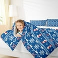 thumbnail image 4 of Manfei Merry Christmas Full Size Comforter Sets,Snowmen Candy Cane Bedding Comforter Set,Blue White Bedding Sets For Kids Girls,Super Cozy Room Decor Reversible,3pcs, 4 of 8