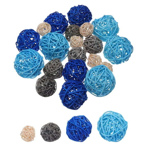 20 Pcs Vase Filler Decorative Balls, 2.4/2/1.6/1.2" Light Blue/Blue/Gray/Beige Wicker Rattan Decor