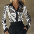 thumbnail image 6 of adaychics Womens Satin Blouse Long Sleeve Leopard Elegant Casual Shirts Fashion Button Up Tops Daily Wear, 6 of 7